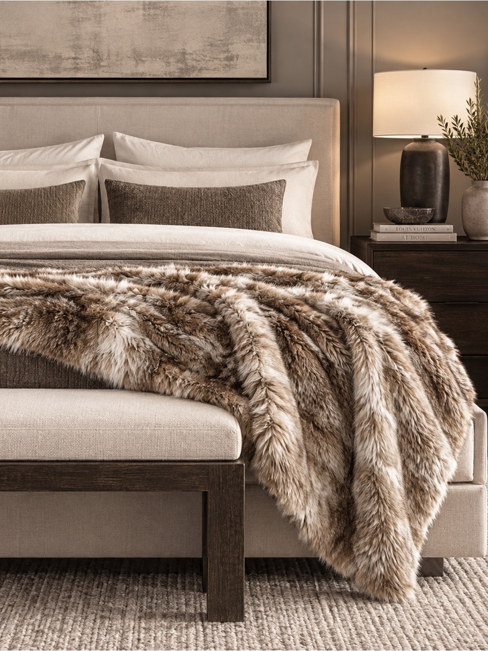 RH Restoration Hardware Luxe Faux Fur Throw Blanket 60x80 Oversized